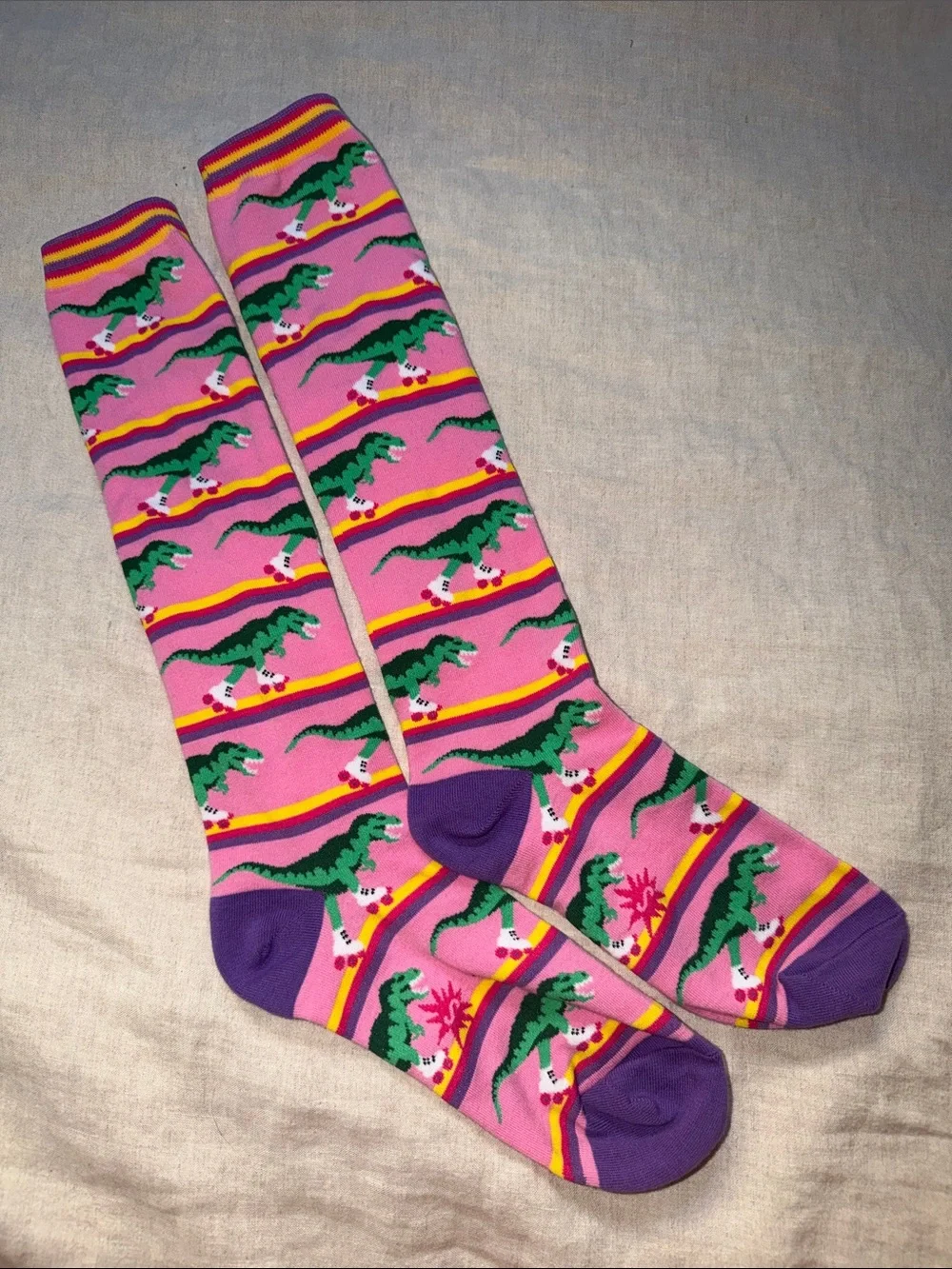 Dinosaur on Roller Skates Knee-High Socks